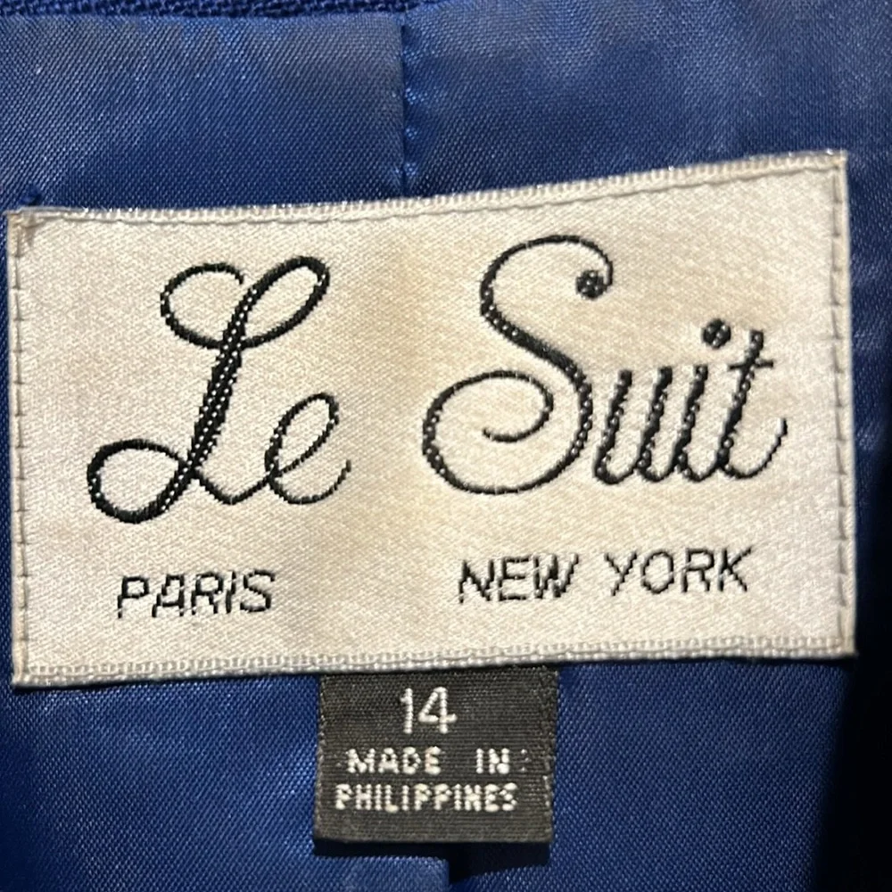 Le Suit, size 14, cobalt blue blazer and matching skirt